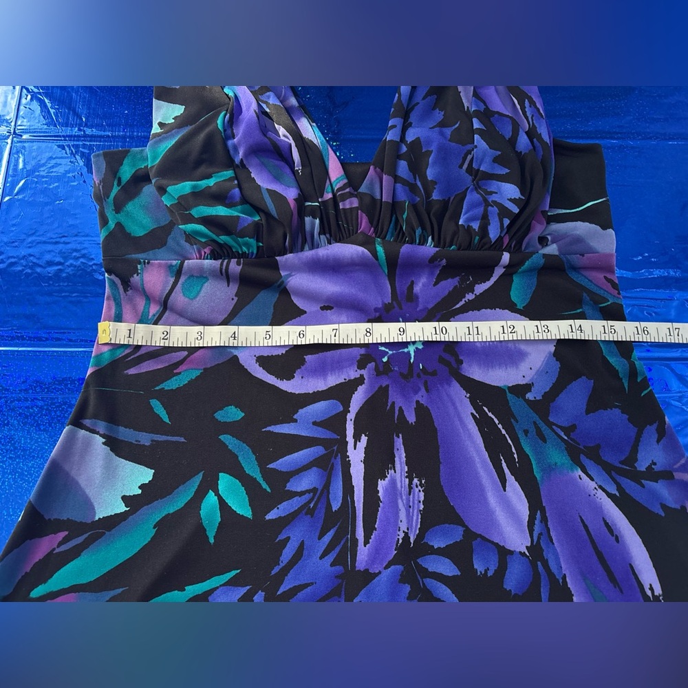 Connected Apparel Black Purple and Blue Floral Dress - Picture 8 of 11